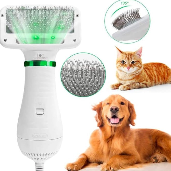 Brosse antibruit et sèche-cheveux 2 en 1 pour chats et chiens