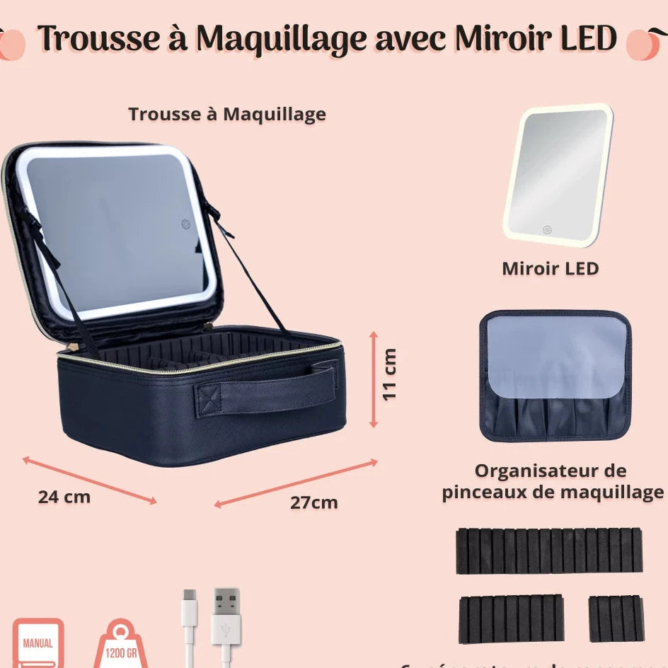 Coffret de Maquillage Professionnel avec Miroir Éclairé