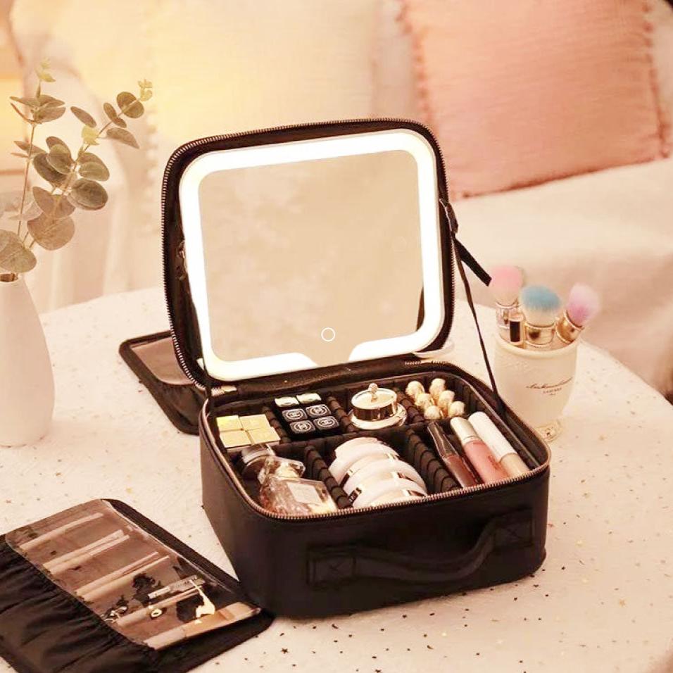 Coffret de Maquillage Professionnel avec Miroir Éclairé