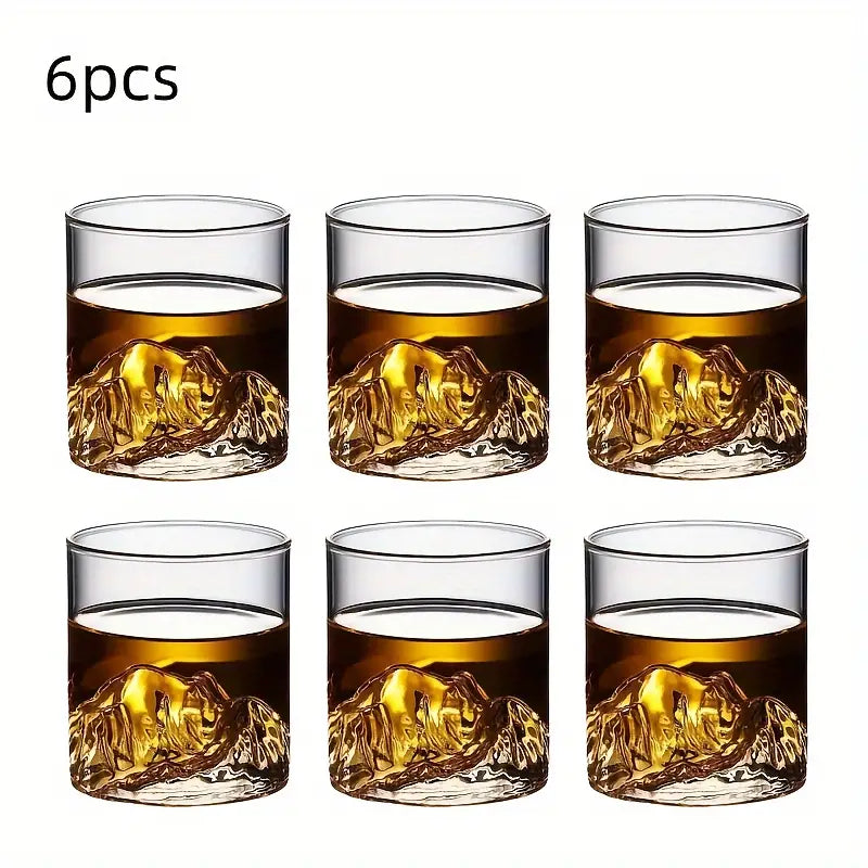 6 Tasses Japonaises en Verre 180ml Inspirées des Montagnes Enneigées et des Icebergs