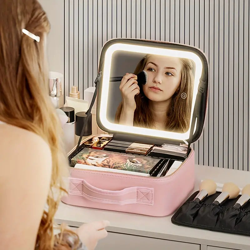 Coffret de Maquillage Professionnel avec Miroir Éclairé