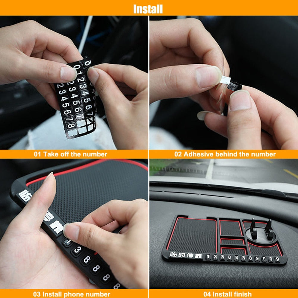 Tapis + Support Téléphone Antidérapant Pour Tableau De Bord De Voiture